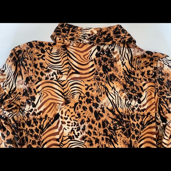 Essentials by Milano Womens Animal Print Top Clear Sequins Size Small - Picture 7 of 14